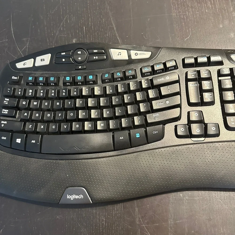 Logitech K350 Wireless Ergonomic Wave Keyboard Black Y-R0053 No Dongle